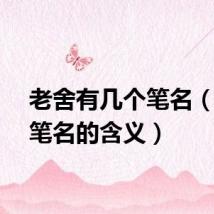 老舍有几个笔名（老舍笔名的含义）