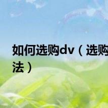 如何选购dv（选购dv方法）
