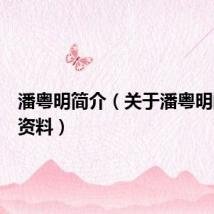 潘粤明简介(关于潘粤明的个人资料)