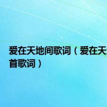 爱在天地间歌词（爱在天地间整首歌词）