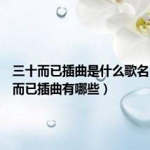 三十而已插曲是什么歌名（三十而已插曲有哪些）