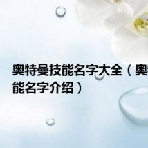 奥特曼技能名字大全（奥特曼技能名字介绍）