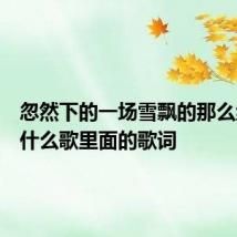 忽然下的一场雪飘的那么纯洁是什么歌里面的歌词