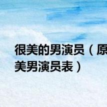 很美的男演员（原来是美男演员表）