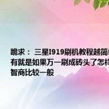 跪求: 三星I919刷机教程越简单越好还有就是如果万一刷成砖头了怎样激活本人智商比较一般