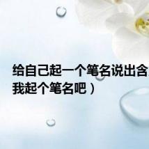 给自己起一个笔名说出含义(给我起个笔名吧)