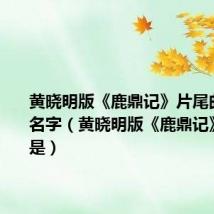 黄晓明版《鹿鼎记》片尾曲是什么名字（黄晓明版《鹿鼎记》片尾曲是）