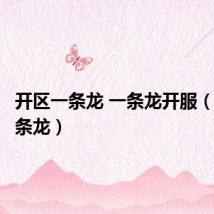 开区一条龙 一条龙开服(开区一条龙)