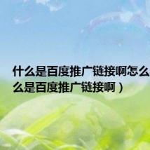 什么是百度推广链接啊怎么弄（什么是百度推广链接啊）