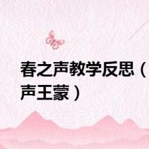 春之声教学反思（春之声王蒙）