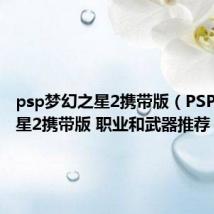 psp梦幻之星2携带版（PSP梦幻之星2携带版 职业和武器推荐）