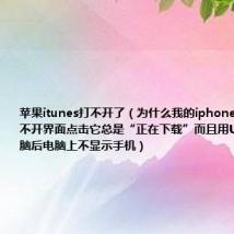 苹果itunes打不开了（为什么我的iphone上itunes打不开界面点击它总是“正在下载”而且用USB连接电脑后电脑上不显示手机）