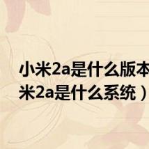 小米2a是什么版本（小米2a是什么系统）