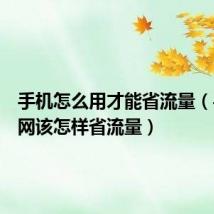 手机怎么用才能省流量（手机上网该怎样省流量）