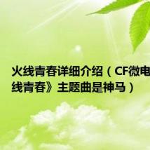 火线青春详细介绍（CF微电影《火线青春》主题曲是神马）