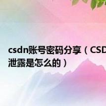 csdn账号密码分享(CSDN密码泄露是怎么的)