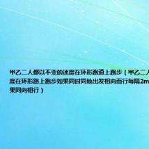 甲乙二人都以不变的速度在环形跑道上跑步(甲乙二人都以不变的速度在环形路上跑步如果同时同地出发相向而行每隔2min相遇一次如果同向相行)