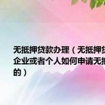 无抵押贷款办理(无抵押贷款 上海企业或者个人如何申请无抵押贷款的)