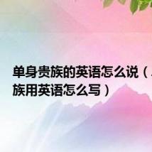 单身贵族的英语怎么说(单身贵族用英语怎么写)