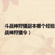 斗战神狩猎副本哪个经验高(斗战神狩猎令)