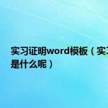 实习证明word模板(实习吧主是什么呢)