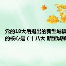 党的18大后提出的新型城镇化战略的核心是(十八大 新型城镇化)