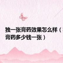 独一张膏药效果怎么样(独一张膏药多少钱一张)