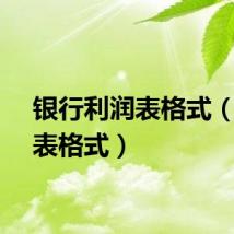 银行利润表格式（利润表格式）