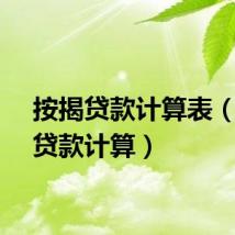 按揭贷款计算表（按揭贷款计算）