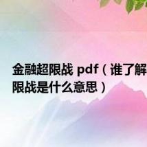 金融超限战 pdf(谁了解金融超限战是什么意思)
