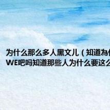为什么那么多人黑文儿(知道為什麼有黑WE吧吗知道那些人为什么要这么做吗)