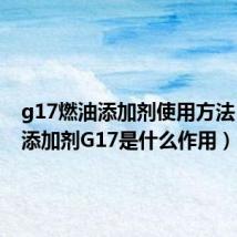 g17燃油添加剂使用方法(汽油添加剂G17是什么作用)