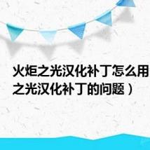 火炬之光汉化补丁怎么用(火炬之光汉化补丁的问题)