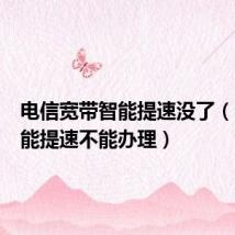 电信宽带智能提速没了(电信智能提速不能办理)
