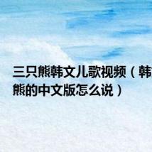 三只熊韩文儿歌视频(韩文三只熊的中文版怎么说)
