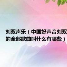 刘双声乐(中国好声音刘双双唱过的全部歌曲叫什么有哪些)