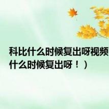 科比什么时候复出呀视频(科比什么时候复出呀!)