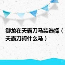 御龙在天霸刀马装选择(御龙在天霸刀骑什么马)