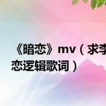 《暗恋》mv(求李茂暗恋逻辑歌词)
