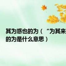 其为惑也的为(“为其来也”中的为是什么意思)