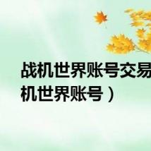 战机世界账号交易（战机世界账号）