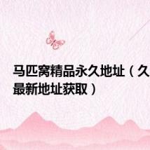 马匹窝精品永久地址(久久精品最新地址获取)