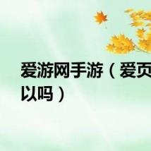 爱游网手游（爱页游可以吗）