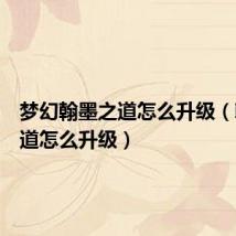 梦幻翰墨之道怎么升级(翰墨之道怎么升级)