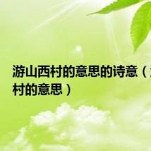 游山西村的意思的诗意(游山西村的意思)