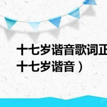十七岁谐音歌词正规（十七岁谐音）