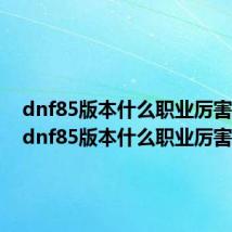 dnf85版本什么职业厉害一点(dnf85版本什么职业厉害)