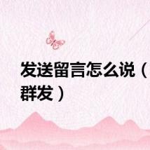 发送留言怎么说（留言群发）