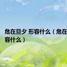 危在旦夕 形容什么(危在旦夕形容什么)