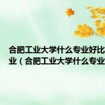合肥工业大学什么专业好比较好就业(合肥工业大学什么专业好)